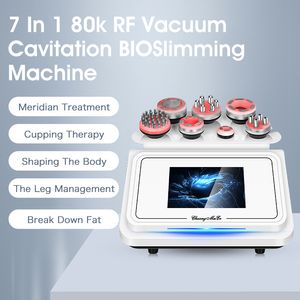 7 in 1 RF Vacuum Cavitation Body Sculpting Fat Removal 80Khz Radio Frequency Beauty Machine Body Face Smooth Cupping Therapy for Skin Detox