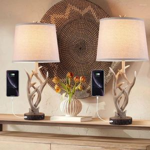 Table Lamps Lamp For Bedroom Rustic Western Style Set 2 Pcs Country Brown Room Reading Light Desk Bedside Indoor