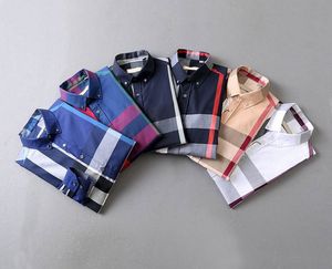 Mens Dress Casual Shirts Luxurys Slim Silk Designers T-shirts Long Sleeve fashion t business clothing plaid brands 17 color Size M-3XL