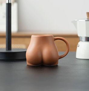 Kreativitet Butt Dekorativa kaffemuggar Ceramic Cup Värmebeständig bärbar vinglas Resor Porslin Mugg 250 ml Juice Cup