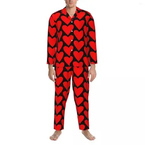 Caso do poker de pó de poker vermelho pijama definido na primavera dia dos namorados kawaii quarto de sono homem 2 peças