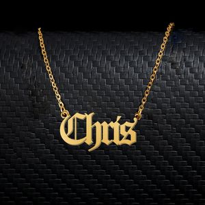 Chris Old English Name Necklace Stainless Steel 18k Gold plated for Women Jewelry Nameplate Pendant Femme Mothers Girlfriend Gift