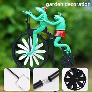 Gartendekorationen Froschkleid Fahrt Eisen Windmühle Animal Yard Fashion Decors Dekorative Qualität High Crafts Y5N6