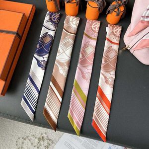 Designer Silk Scarf For Women Summer Scarves Library Seal Silk Scarf Bundle Bag Silk Strip Ribbon Wrap Handle Hair Band Neck Tie Decorative Scarf Small Ribbon