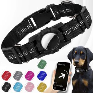 AirTag Dog Collar Reflective Air Tag Dog Collar for Integrated Air Tag Accessories Pet Collar for Small Medium Large Dog 240515