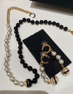 2024 Luxury quality charm pendant necklace with nature shell beads black and white drop earring have stamp box PS3616B