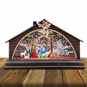 Table Lamps Lighted Christmas Nativity Figurines Stable Scene Family Collectable Decor Miniatures Jesus Statue For Tabletop