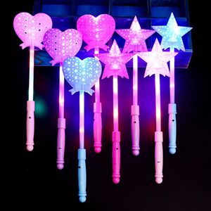 Luminous Flashing Led Scepter Toy Novelty Heart Multi Color Stick Lighting Princess Wand Party Light Up 240515