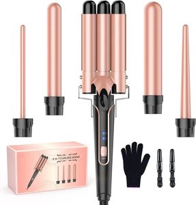 5 in 1 Curling Iron 3 Barrel Hair Crimper Wand with Fast Heating Up Curler for All Types 240515