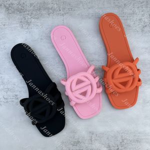 Designer Sandals Women Interlocking G Slides Rubber Slippers Ladies Flat Beach Jelly Script Orange Summer Fall Mules Outdoor Waterproof