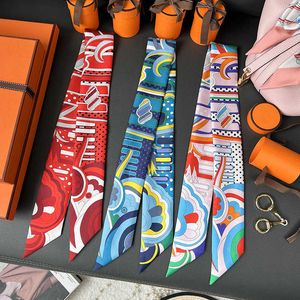 Woman Designer Silk Scarf Luxury Summer Scarves Rainbow Scarf Women's Silk Long Bag Ribbon Handle Decorative Strap Silk Binding Bag Ribbon