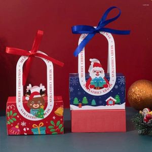 Hediye sargısı 4pcs Mutlu Noel Şeker Kutuları Çantalar Noel Baba Taşınabilir Kurabiye Gıda Ambalajı Kağıt Handheld Cartoon Bag