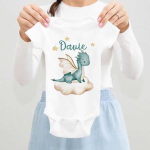 Romper Dragon personalizzato Dragone Abbigliamento stretto Nome personalizzato Nome bambino Cute da ragazzi e ragazze abbigliamento per baby shower regali newbron baby abbigliamentol240514l240502