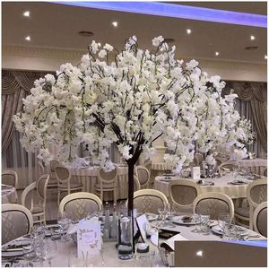 装飾的な花の花輪1.5m高さの人工桜のツリーシミュレーション偽の桃の芸術装飾品と結婚式のセンターピースダコ