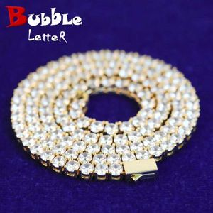 Tennis Bubble Letter Tennis Chain Real Gold Plated Necklace Mens Necklace Hip Hop Jewelry Spring Buckle Items d240514