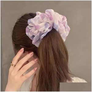 Hair Accessories Floral Soft Scrunchies Warm Elastic Hairband Women Girls Ponytail Holder Rubber Band Drop Delivery Products Tools Dhvuh