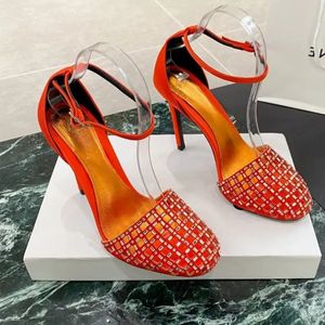 Alevi Milano High-Heeled Sandals Crystal-brusted Strap Spool Heels 여성을위한 하늘 높이 힐 여름 고급 디자이너 신발 신발 신발 신발 신발 신발 공장 059994