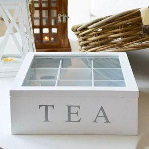  Beyaz Bambu Çay Kutusu 9 Bölümlü Kahve Çay Poşeti Depolama Tutucu Mutfak Dolapları İçin Organizatör Ev Çay Tutucuları 240514
