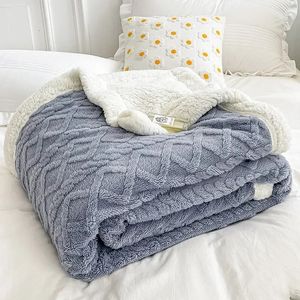 Soft Plaid Blanket Warm Fleece Winter Blankets for Adults Kids Solid Sofa Bed Cover Duvet Plush Winter Throw Bedspread for Beds 240514