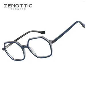 Sunglasses Frames ZENOTTIC Hexagon Optical Glasses Frame 2024 Acetate Retro Eyewear Non-Prescription Clear Lens Eyeglasses A23301