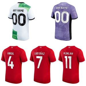 23/24 The Reds Virgil Diaz Salah Soccer Jerseys Designs for Fans-ホームアウェイサードキットキッズコレクションさまざまなサイズSzoboszlai Editions Premium