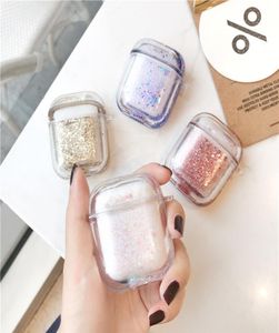 Glitter Quicksand Pokrywa słuchawkowa z łańcuchem dla AirPods 1 2 Pro Bluetooth Wireless Headset Clear PC Hard Case Shell ACCE7471053