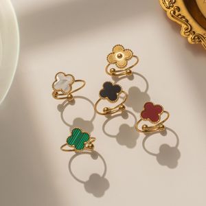 Luuxry Four Leaf Clover Fritillaria Ring Classic Designer Fomens Регулируемое кольцо молодое мод