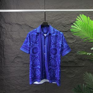 Men's Casual Beach Shirts Men Summer Short Sleeve Silk Bowling Shirt Man Cardigan Blouse Fashion Hawaii Floral Print Luxury Designer Dress Shirt Plus Sizes M-3XL A04