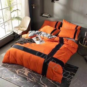 Tryckt bomull med fyrdelar uppsättning orange täcke täcke kudde kudde h200x230 cm quilt lock