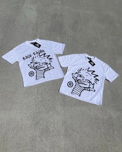 Hiphop brev tryck grafik t skjortor y2k toppar i streetwear överdimensionerad t -shirt gotisk harajuku goth män kläder 240430