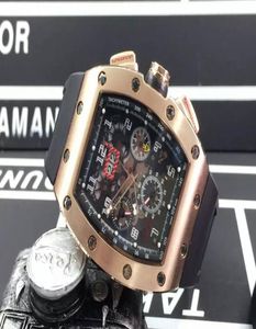 Wysokiej jakości luksusowe różowe złoto Felipe Massa Flyback męs Automatyczny ruch szkieletowe zegarki gumowe mężczyźni na rękę ze stali nierdzewną Prezenty 8658211