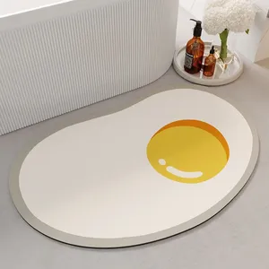 Bath Mats Bathroom Doormat Cartoon Egg Shape Diatomite Soft Carpet Household Double-Sided Non-Slip Mat Absorbent Quick-Drying Rug