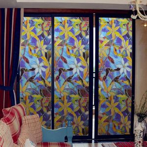 Window Stickers Home Decor Stained Glass Film Frosted Magnolia Flower Bedroom Bathroom Adhesive Privacy 45x100cm