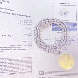 IGI Certificate Lab Grown Diamond HPHT VS-SI 10K GULD cirka 2 mm 2,5 mm tenniskedjan halsband