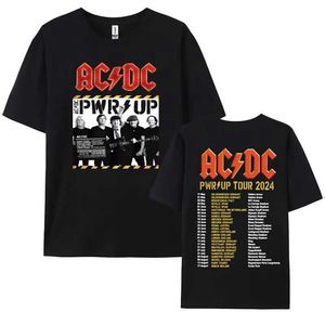 T-shirty męskie 2024 Rock Band PWR UP World Tour Graphic T-shirt 90S Vintage Męs Unisex Harajuku Hip Hop Cotton Q240514