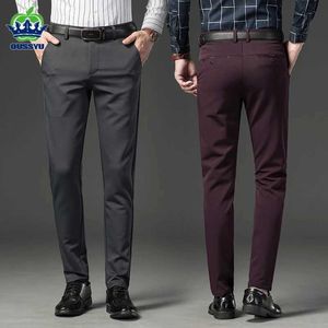 Men's Pants Spring Summer New Mens Business Straight Casual Suit Pants Classic Fashion Formal Wear Slim Long Pants Elasticity Trousers Male Y240514