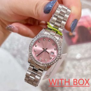 Złote kobiety obserwują najlepsze markę 31 mm projektant zegarek na rękę Diamond Lady Watches for dams Valentine's Christmas Mother's Day Prezent Zegar ze stali nierdzewnej