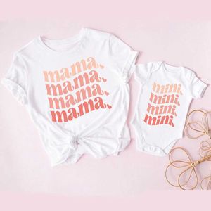 T-Shirts Mama Mimi bedruckte Familie passende Kleidung Mutter Tochter Sommer Kurzarm Setl2405