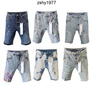 Purple Designer Mens Jeans Shorts Hop Casual Short Knee Lenght Jean Clothing 29-40 Size