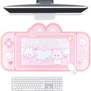Maus -Pads Handgelenk ruht Kitty Mauspad Desktop Pad NS Switch Keyboard -Spiel xxl großes Pad Rabbit Maus -Pad Pink Kawaii süße animierte Desktop -Blotter -Protektor J240510
