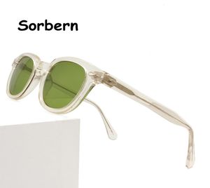 Clear Acetate Vintage Solglasögon Män Varumärkesdesign Transparent Round Tint Sun Glasögon för kvinnor Retro Shades Green Oculos de Sol8483828