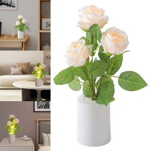 Table Lamps Rose Night Light Rose Atmosphere Light Artificial Flowers Table Lamp Gifts for Mom Wife Girlfriend