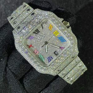 Luksusowy rzymski tarcza vvs moissanite zegarek ze stali nierdzewnej Hip Hop lodowe popiersie srebrne spersonalizowane luksusowe zegarki