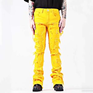 Осень/зимняя американская ярко -цветная вымытая универсальные джинсы Men Micro La Instagram Модные молодежные штаны M515 69