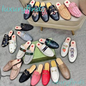 Frauen Männer Mules Leder Slipper 100% echte Lederdesignerin Mules Luxusgröße 34-48 Sommer Spring Jacquard Leder Slipper Jumbo Canvas Flat Shoes Designer Slipper Ss