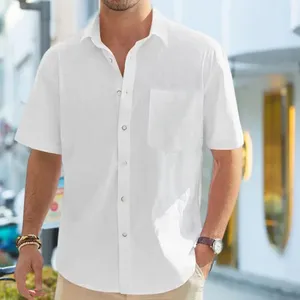 Camisas casuais masculinas Button-Do-Down Men férias de praia de praia colarinho de lapela elegante verão respirável negócio para o cargo