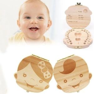 Favor Garota ou Boy Image Baby Milk Tooth Collection Box Caixa de madeira fofa e linda