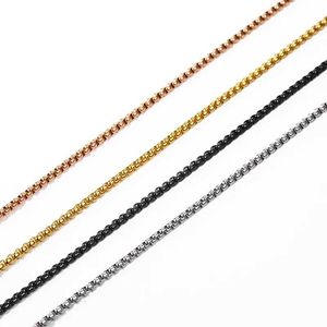 Tennis 2MM 2.5MM 3MM Box Chain Stainless Steel Necklace DIY Long Necklace Womens Jewelry Declaration 45CM-75CM d240514