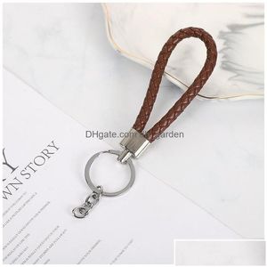 Keychains Lanyards Keychains Lanyards Woven Leather Rope Key Chain Car Pendant Keyring Cartoon Accessories Bag Stall liten present Whol Dhkxq