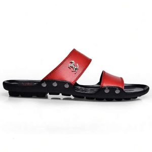 Summer Men Sandal Wysokiej jakości poślizg na skórzanych plażowych kapcie platforma czarne męskie gumowe sandały buty Y0XZ# 881 PERS S 95E0